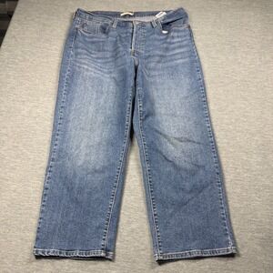 Levi's Ribcage Straight Jeans Women 16W Blue Medium Wash High Rise Denim Pants